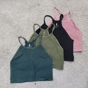 FP Movement Pink and Black Sleeveless Crop Tank Top